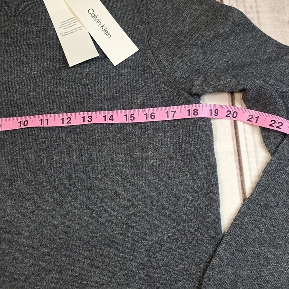 Calvin Klein Gunmetal Heather Grey Wool Blend Crew Neck Size XS - Picture 7 of 14